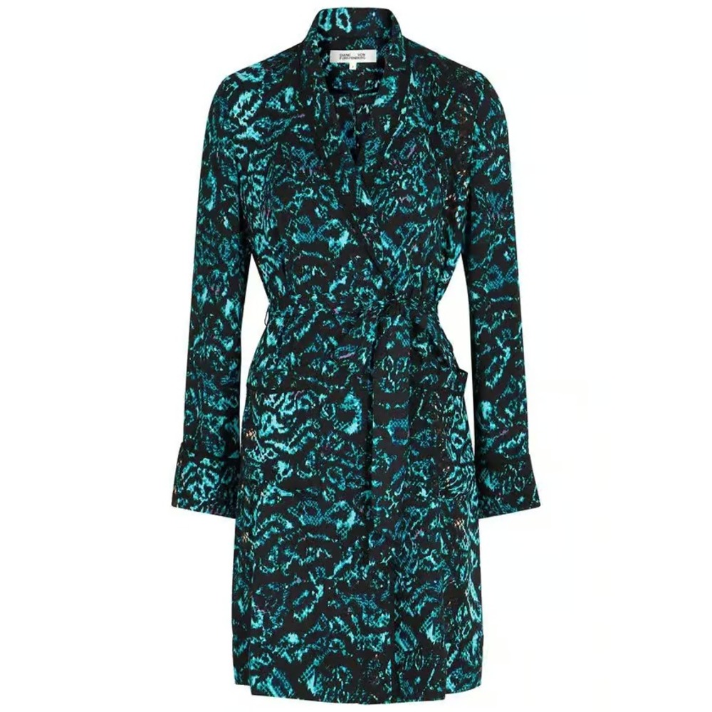 Diane Von Furstenberg Valeria Printed Belted Wrap Jacket Dress Snake Print Med M - Picture 5 of 16